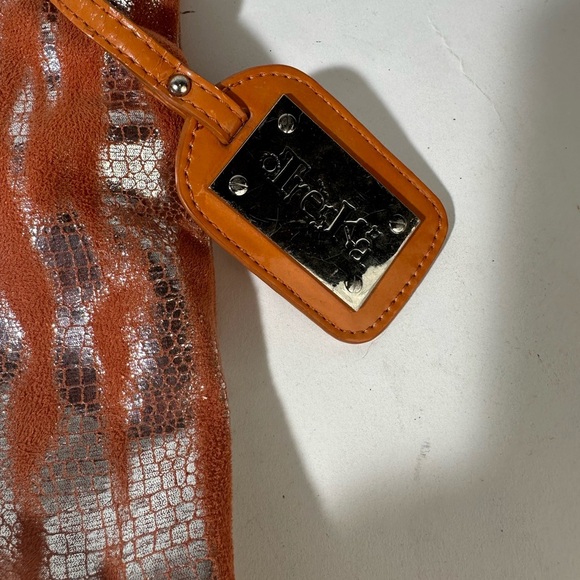 Orange and Silver Tiger Print Hobo Bag with Glossy Finish - Picture 6 of 7
